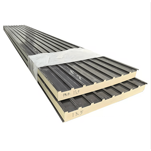 แผ่นหลังคาเห<span class=keywords><strong>ล</strong></span>็ก<span class=keywords><strong>ล</strong></span>ูกฟูกเคลือบสังกะสีฉนวนกันความร้อนใยหิน <span class=keywords><strong>PU</strong></span> แผ่นผนังแซนวิชสำหรับคลังสินค้า - Product Image 1