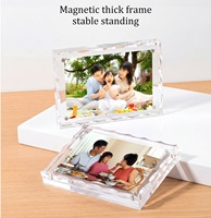 Cadre photo magnétique en acrylique à bords ondulés, ultra-transparent, effet vague d'eau, support de table pour souvenirs