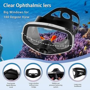 Mergulho Livre Mergulho e Snorkeling Goggles Mask Full Face Scuba Mask com Válvula de Dreno Visão Ampla Adequado para Adultos - Product Image 4