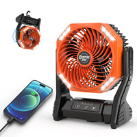 Ventilateur de camping rechargeable OEM/ODM 8000 mAh avec lumière LED, fonction batterie externe, moteur sans balais et faible bruit