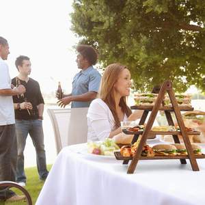 カスタムウッド3層サービングトレイ3層カップケーキスタンド農家パーティーサービングブラウン装飾トレイ - Product Image 4