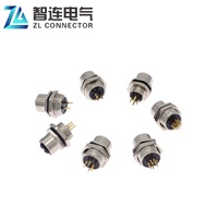Connecteur circulaire étanche IP67 M12 femelle 8 broches à montage sur panneau de type PCB pour l'automatisation