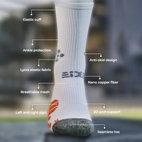 Chaussettes de sport pour hommes pour le cyclisme, la course à pied, l'escalade, le basketball d'été, chaussettes de compression antibactériennes et désodorisantes en cuivre pour VTT