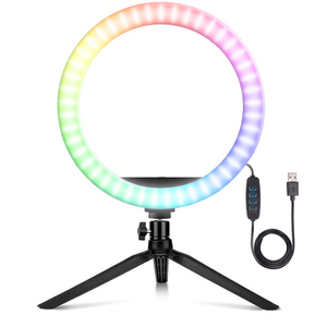 Lampe annulaire LED RVB Dream Color avec trépied, support réglable pour éclairage de sol, diffusion en direct, maquillage, vidéo YouTube - Product Image 4