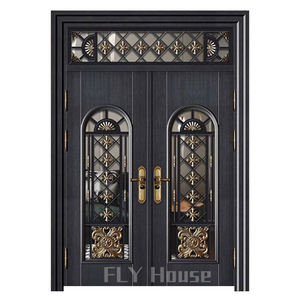 Pintu gerbang besi foto besi modern desain pintu tunggal eksterior rumah hitam ganda gaya Perancis katalog pintu besi - Product Image 5