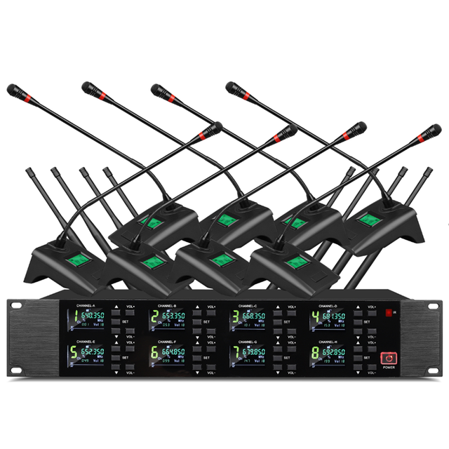 Professional Wireless Microphone One to Eight Gooseneck Conference Microphone Wireless Conference Sound Engineering