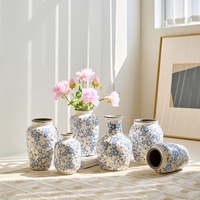 Blau-Weiße Porzellan-Keramikvase Chinoiserie Wohndekor Tischdekoration Wohnzimmer Dekorative Blumenarrangements