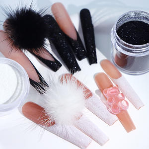 10ml <span class=keywords><strong>sucre</strong></span> ongles poudre <span class=keywords><strong>noir</strong></span> blanc laine poudre ongles paillettes holographique revêtement <span class=keywords><strong>effet</strong></span> poudre - Product Image 2