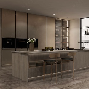 Set Completo di Mobili da <span class=keywords><strong>Cucina</strong></span> Moderni Sofeyia in PET con Isola, Design con Lavello, Rubinetto, Cassetti Scorrevoli, Armoire De Cuisine - Product Image 1