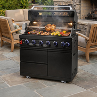 Barbecue de jardin en acier inoxydable Chromaflame FB-MI61, pour usage domestique, haut de gamme, grill épaissi, 6+1 brûleurs, multifonction