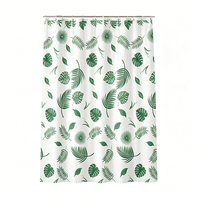 Rideau de Douche en PEVA Imperméable à Motifs Feuilles Tropicales Vertes, 12 Crochets, Écologique, Anti-Taches et Anti-Moisissures pour Salle de Bain (Vente en Gros)
