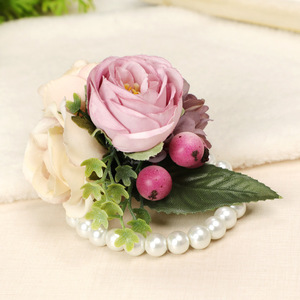 Demoiselle d'honneur témoin Corsage mariage boutonnière fleurs poignet Corsage broche boutonnière boutonnière boutonnière hommes Bracelet de mariage - Product Image 5