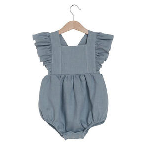 Vêtements d'été pour bébés filles, combinaison en lin doux et mignon avec volants, barboteuse pour filles de 0 à 36 mois, nouveau-né - Product Image 4