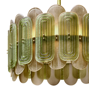 <span class=keywords><strong>Lustre</strong></span> <span class=keywords><strong>Art</strong></span> Déco en verre de Murano vert et fumé avec source de lumière LED, structure en fer, taille moyenne - Product Image 3