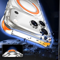 Coque transparente PC TPU pour iPhone 18 17 16 Pro Max avec anneau magnétique N52 puissant, résistante aux chocs, texture ondulée, pour les utilisateurs quotidiens et les voyages