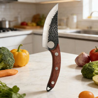 Couteau de cuisine Full Tang en acier forgé fait à la main avec manche en bois massif Couteau d'abattage de cuisine de chef et de coupe
