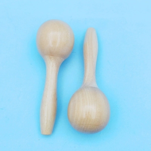 Wholesale Blank Unpainted Mini Wooden Maracas Sand Shaker Orff Percussion Instrument For Kids Playing - Product Image 2