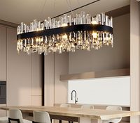 Lustres en cristal Rectangle noir K9 suspendus plafonnier sur Table luminaire suspendu pour salle à manger salon cuisine