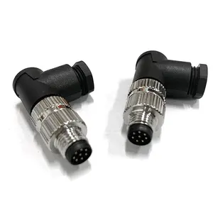 Manufacturer M8 Series Waterproof Cable Electrical 3 4 5 6 8 Pin Male Power Elbow 90 Degrees Connectors Plug