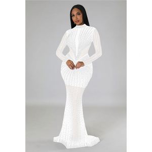 Nuevo Vestido Largo de Mujer 2026 con Bordado, de Malla y Manga Larga, de Lujo, de Marca Famosa, para Fiesta y Club, a la Moda - Product Image 6