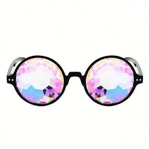 Gafas de Sol Personalizadas al por Mayor, Gafas de Moda Unisex para Festivales y Fiestas, Lentes Coloridas Holográficas, Gafas Redondas de Caleidoscopio - Product Image 4