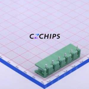 DB2ER-7.62-6P-GN Plug-in Terminal Block Bent Lead Through Hole,P=7.62mm Connector Board-to-Board / Socket Open 1x6P 7.62mm Green - Product Image 2