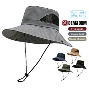 Custom Outdoor Mountaineering Adjustable Breathable Outdoor Fisherman Hat Cycling Fishing Hat <b>Sunscreen</b> Wide Brimmed Bucket Hats - Product Image 1
