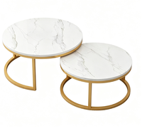 Table basse ronde moderne avec structure en métal, convertible, faite à la main, meubles de salon
