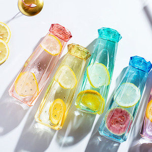 Commercio all'ingrosso 400ml Wellness vetro bottiglia di acqua cristallo infuso gemma con pietra colorata tazza di vetro minimalista per bicchieri - Product Image 1
