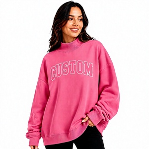 Sweat-shirt rose à col montant pour femme, coupe décontractée, polyester/coton, logo personnalisé, couleur et taille au choix, toutes saisons - Product Image 1