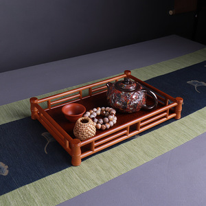 Bamboo Woven <b>Tea</b> <b>Tray</b> Rectangle Storage For <b>Tea</b> Sets And Snacks Tabletop Organizer - Product Image 1