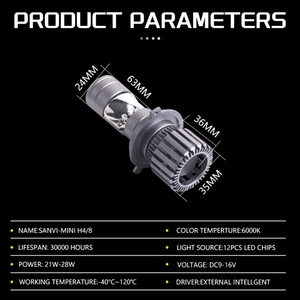Sanvi Factory High Quality 28w/pcs 6000k Mini H4 <b>Led</b> <b>Projector</b> Lens Headlight Auto Car Light Bulbs Accessories - Product Image 6
