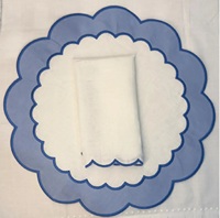 Couleur unie 100% coton lin fusionné festonné Design napperons pour Table à dîner meilleure vente Resort hôtel napperons réutilisables