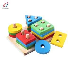 Learning sorter giocattoli in legno montessori <span class=keywords><strong>abbinamento</strong></span> educativo blocchi di costruzione cognitivi forme geometriche <span class=keywords><strong>giochi</strong></span> coordinati per bambini - Product Image 1