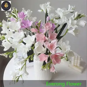 EV 067 Hight Quality Real Touch Orchid Freesia Flowers White Pink Real Touch PU Freesia Artificial Orchid Flower