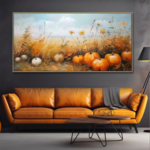 Quadro Moderno Nordico Autunnale Fatto a Mano in Acrilico Ecologico, Dipinto Originale su Tela con Scene di Foglie di Zucca per Soggiorno - Product Image 4