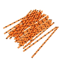 Meilleure Vente Personnalisation Fêtes Motif Chauve-souris Fond Orange Camping Écologique Biodégradable Jetable Encre de Soja 100% Pailles