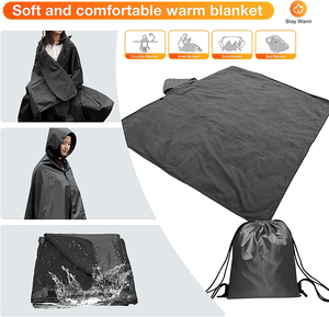 Lớn trùm đầu lông cừu sân vận động chăn không thấm nước Windproof mặc di động ấm Mat cho cắm trại thể thao ngoài trời - Product Image 4