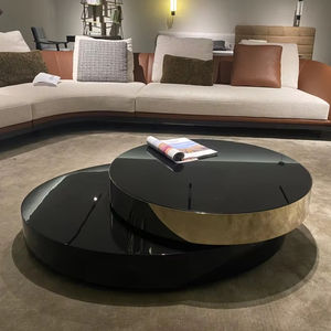 Modern Design Gold Black Tempered <strong>Glass</strong> Rotatable <strong>Coffee</strong> <strong>Table</strong> Home Living Room <strong>Table</strong> - Product Image 1