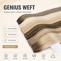 LeShine Nouvelle Extension de Cheveux Humains Ondulés Double Drawn, Tissée à la Main, Pointes Épaisses et Lisses, Type Genius Hair Weft
