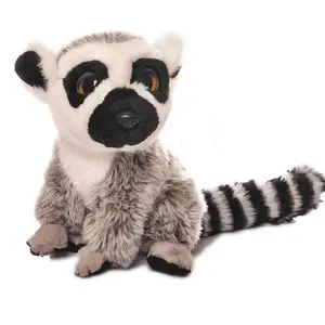 Oem Aanpassen Levensechte Zitten Maki Pluche Speelgoed Mini Big Eyed Ring-Tailed Lemur Wilde Dieren Aap Knuffel