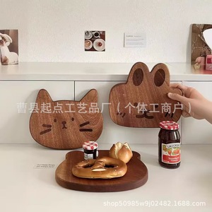 Creative Wooden Cartoon Serving <b>Tray</b> Solid Wood <b>Kitchen</b> Bread Fruit Plate Household Baby Food <b>Tray</b> Little Bear Cat Rabbit - Product Image 4