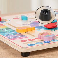 Vente en gros grenouille en bois multifonctionnel horloge numérique calendrier réveil Cognitive apprentissage précoce de l'anglais jouet d'éveil