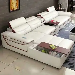 Set Sofa Kulit Gaya Turki Desain Modern untuk Furnitur Ruang Tamu