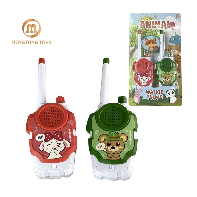 Children Long Range Interactive Handheld Intercom Toy Mini Cartoon Plastic Green Pink Funny Walkie Talkie