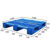 Palette en plastique bleue à capacité de charge dynamique allant de 1T à 1,5T, à entrée multi-fourches pour le stockage en rayonnage d'entrepôt et la manutention de marchandises