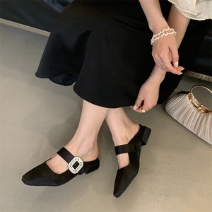 XSD - Mules Personalizados de Tacón Bajo para Mujer, Zapatos Negros Cómodos con Punta Cerrada, Sandalias de Verano para Exteriores - Product Image 4