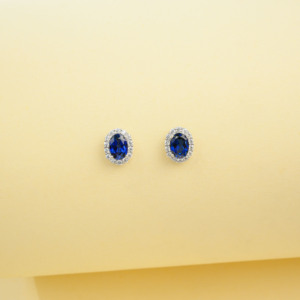 925 silver oval cultivated blue treasure <b>earrings</b> with inlaid <b>earrings</b> - Product Image 4