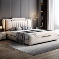 Einfaches Design Günstiger Bettrahmen Modernes Neuestes Lederbett-Set Schlafzimmermöbel Beliebtes Holzbett 1,8m Kingsize-Bett mit Stauraum für Zuhause