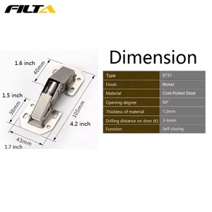 Filta Self Closing <strong>90</strong> <strong>Degree</strong> <strong>Hinge</strong> for Kitchen Cabinet Surface Mount Hidden Spring <strong>Hinge</strong> 9731 - Product Image 6